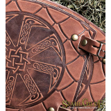 Leather Cuff LSlavic sun wheel Kolovrat with Scale design